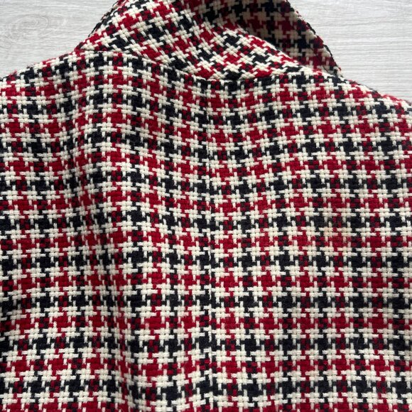 Louben II Houndstooth Zip-Front Wool Jacket - Size 8 - Picture 6 of 6
